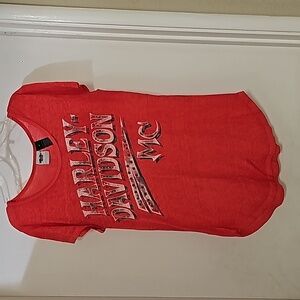 Coral Harley Davidson scoop neck tshirt size M. Tote 4